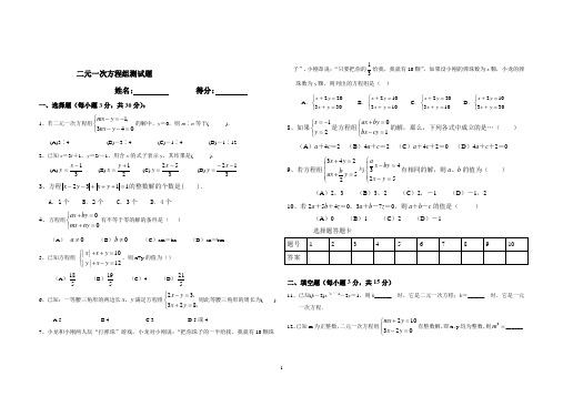 二元一次方程组培优竞赛测试题(2)