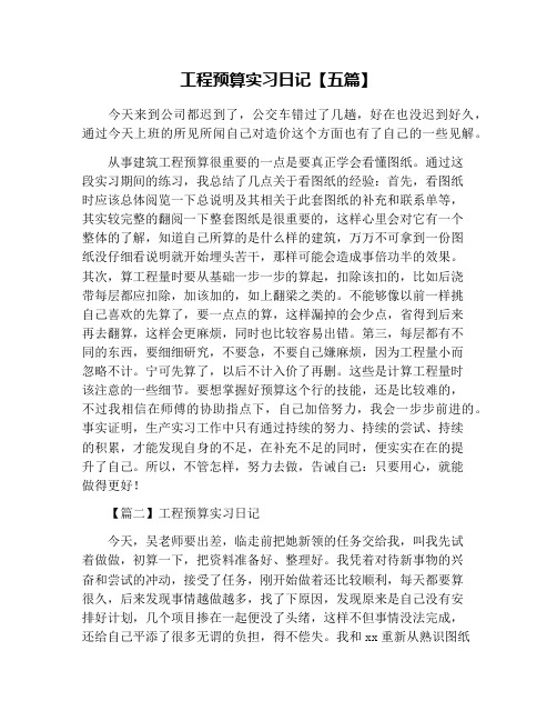 工程预算实习日记【五篇】