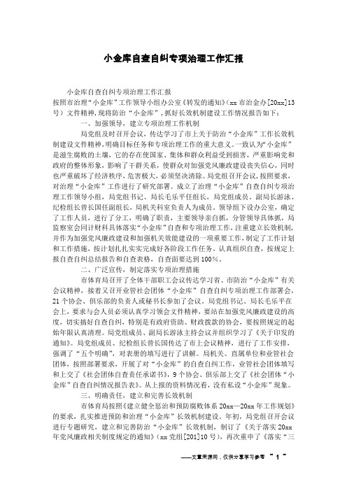 小金库自查自纠专项治理工作汇报