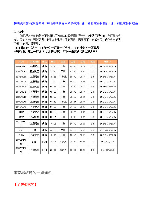 佛山到张家界旅游线路-佛山到张家界自驾游攻略-佛山到张家界自由行-佛山到张家界自助游