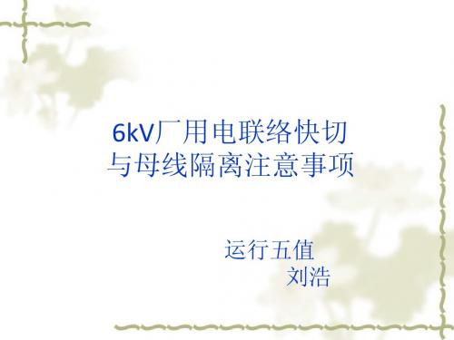 6KV厂用电联络快切与母线隔离注意事项