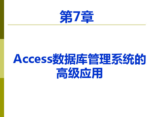 Access数据库管理系统的高级应用