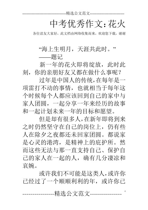 中考优秀作文:花火