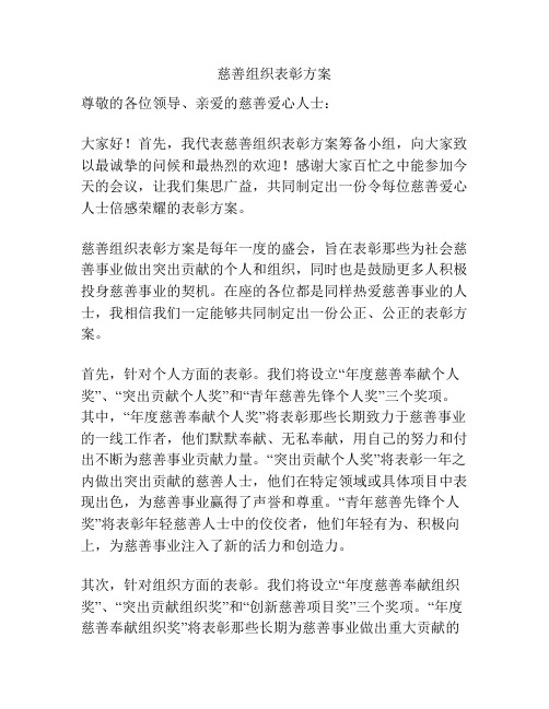 慈善组织表彰方案