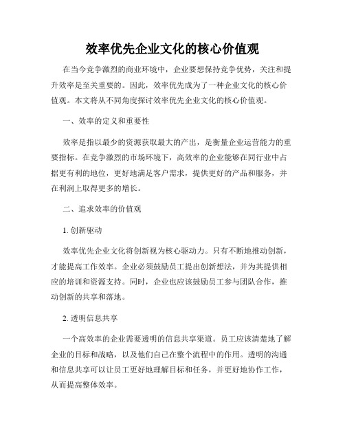 效率优先企业文化的核心价值观