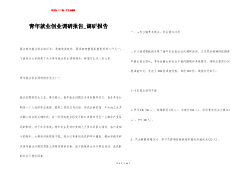 青年就业创业调研报告_调研报告