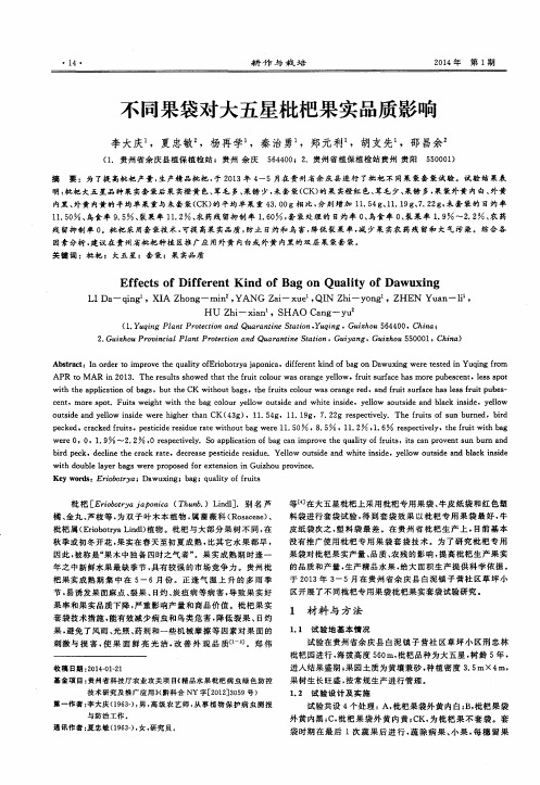 不同果袋对大五星枇杷果实品质影响