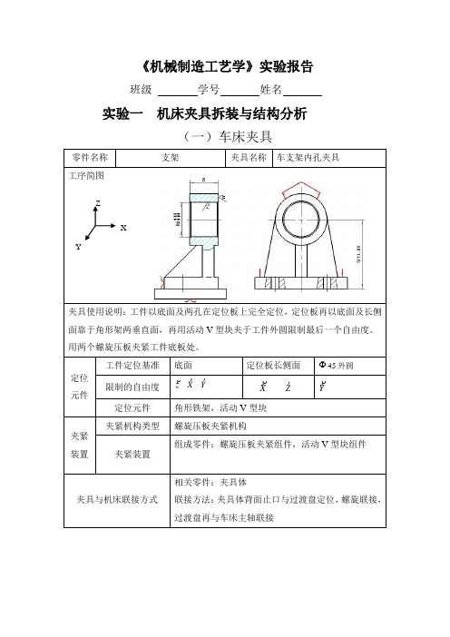 机床夹具拆装与结构分析实验报告2