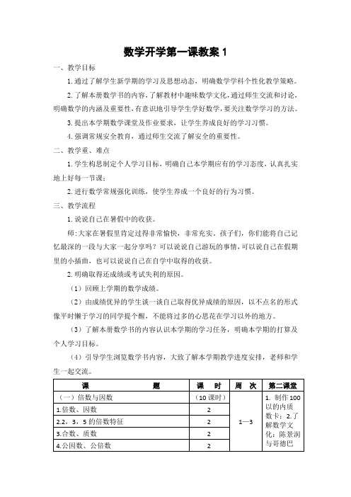 数学开学第一课教案