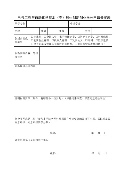 创新学分申请表