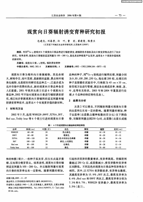 观赏向日葵辐射诱变育种研究初报