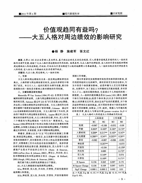 价值观趋同有益吗？——大五人格对周边绩效的影响研究