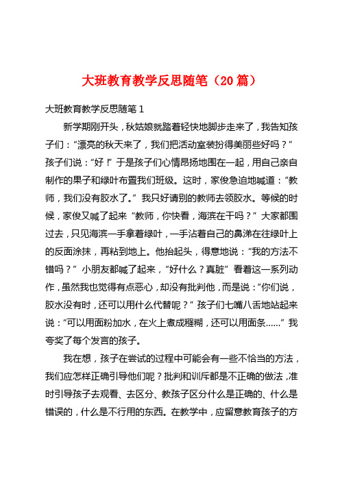 大班教育教学反思随笔(20篇)