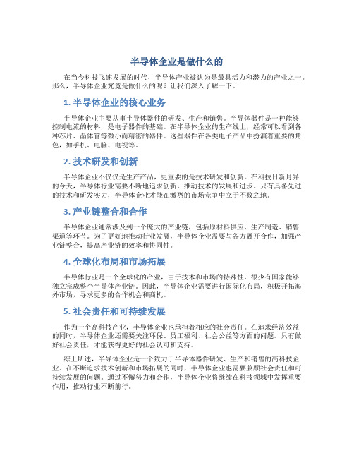 半导体企业是做什么的