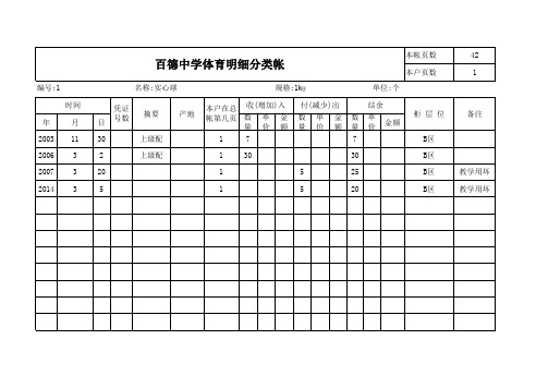 体育器材明细分类帐汇编