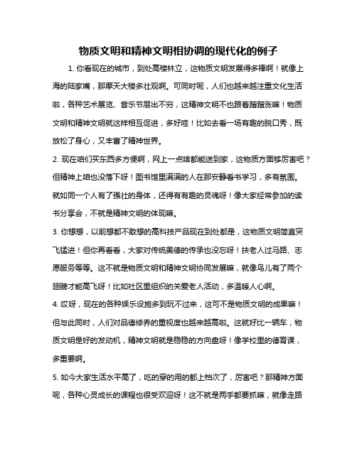 物质文明和精神文明相协调的现代化的例子