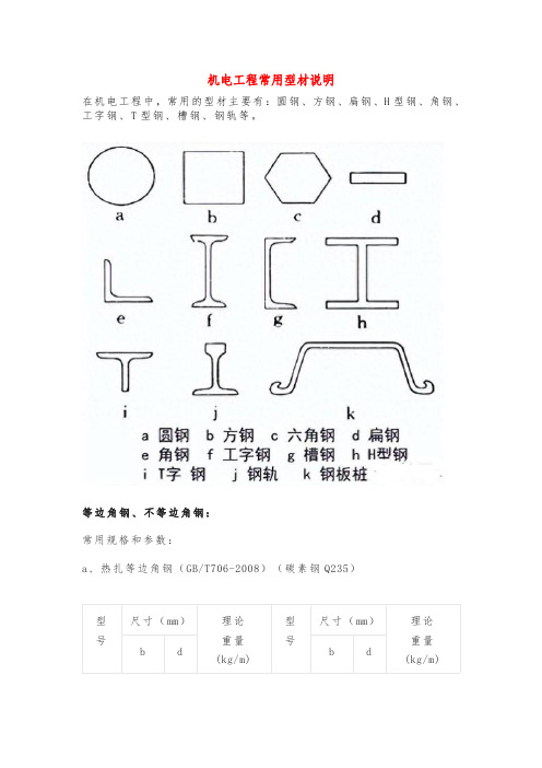 机电工程常用型材说明