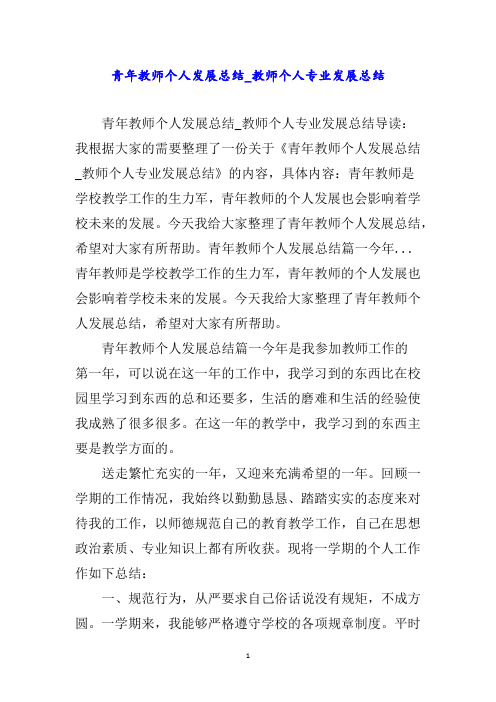 青年教师个人发展总结_教师个人专业发展总结