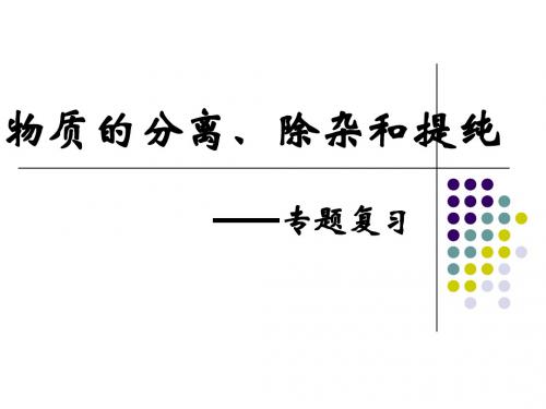 物质的分离、除杂与提纯