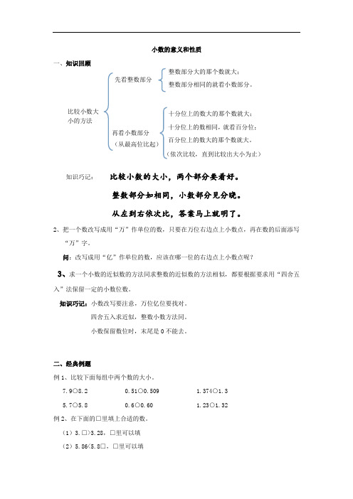 五年级上册数学试题-小数的意义和性质(无答案)苏教版