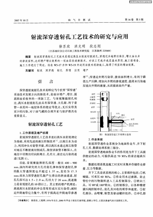 射流深穿透射孔工艺技术的研究与应用