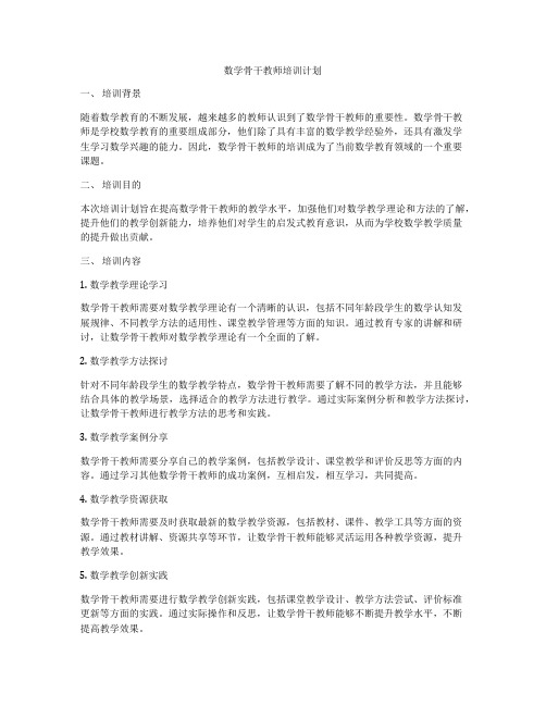 数学骨干教师培训计划