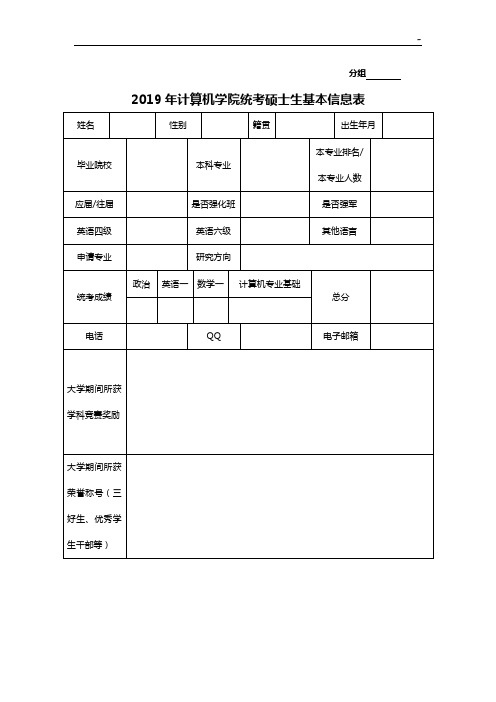 2015年度计算机学院接收外校推荐免试研究生基本信息表