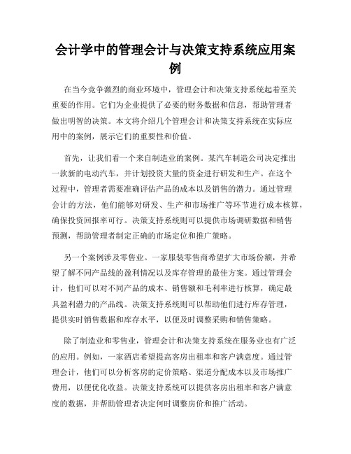 会计学中的管理会计与决策支持系统应用案例