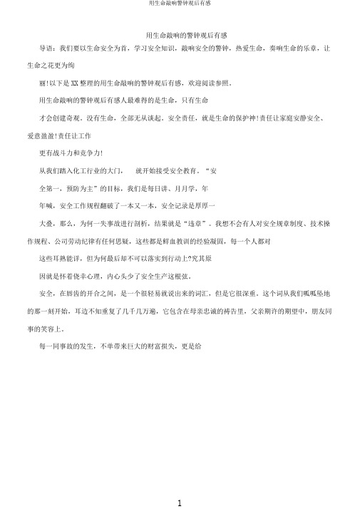 用生命敲响警钟观后有感