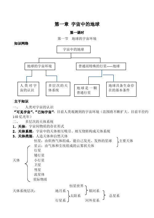 高中地理湘教版必修1第一章 宇宙中的地球