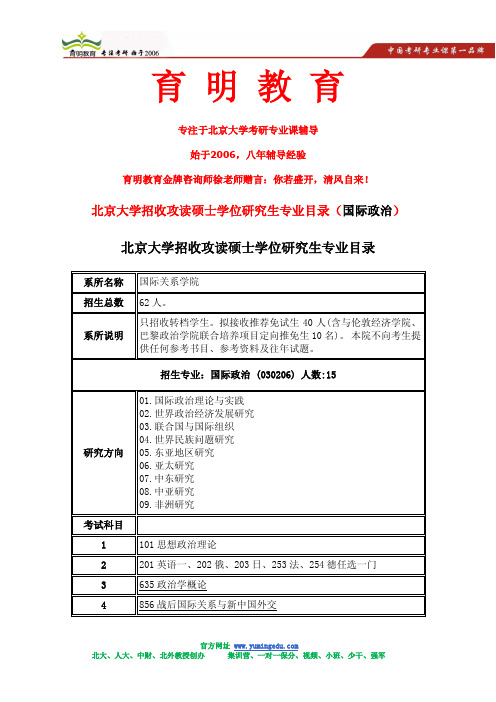 2015年北京大学国际政治考研 全球政治 软实力