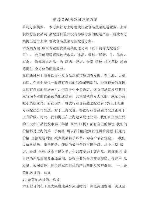 做蔬菜配送公司计划方案