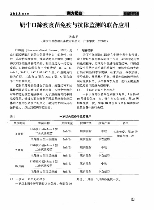 奶牛口蹄疫疫苗免疫与抗体监测的联合应用