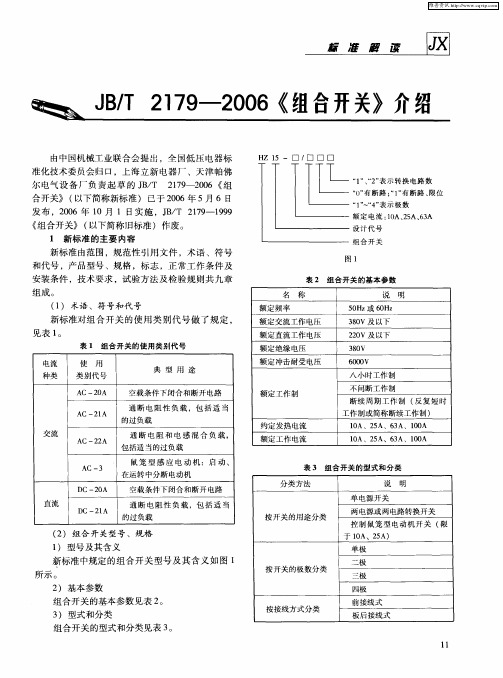 JB／T 2179-2006《组合开关》介绍