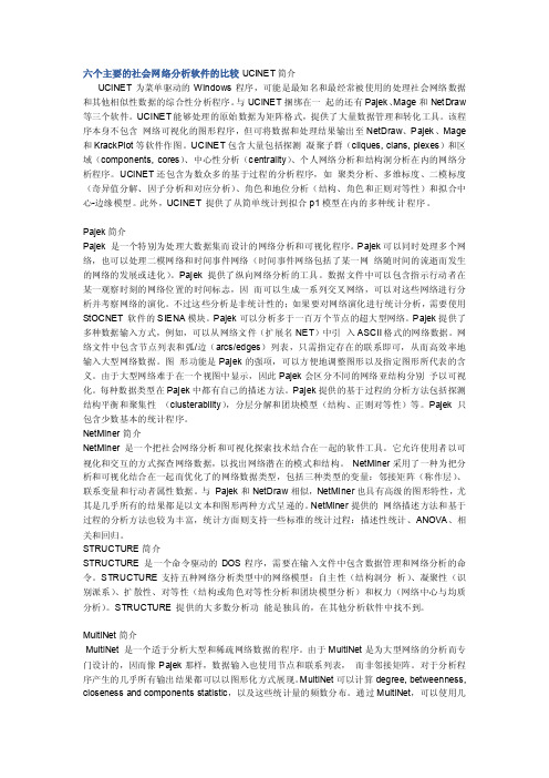 [教材]六个主要的社会网络分析软件的比较UCINET简介