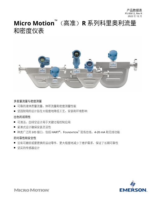 米高乐 高准 R 系列 科里奥利流量和密度仪表 产品数据表说明书