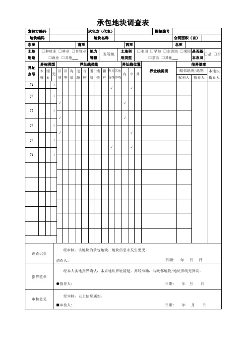 最新-关于乡村承包地块调查表模板