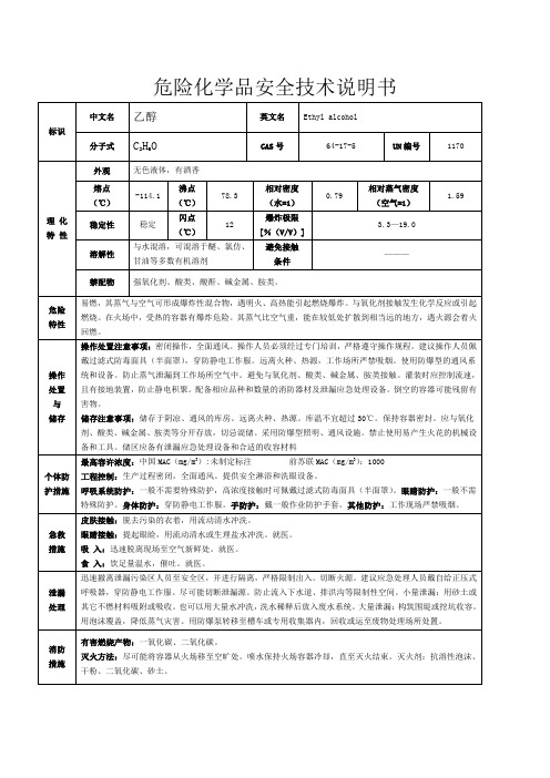 酒精安全技术说明书