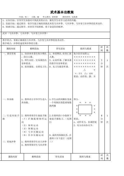 初中体育与健康人教九年级 武术武术基本功教案