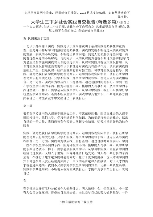 大学生三下乡社会实践自查报告(精选多篇)