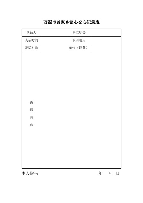 谈心谈话记录表