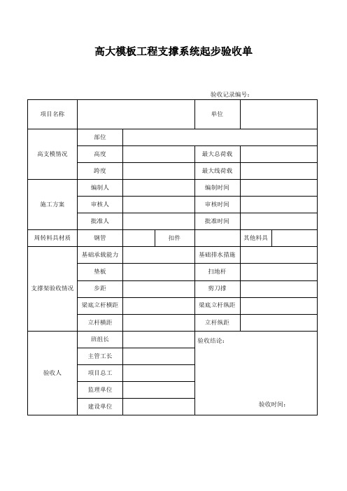 高大模板工程支撑系统起步验收单及最终验收单