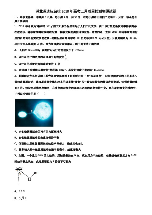 湖北省达标名校2018年高考二月质量检测物理试题含解析