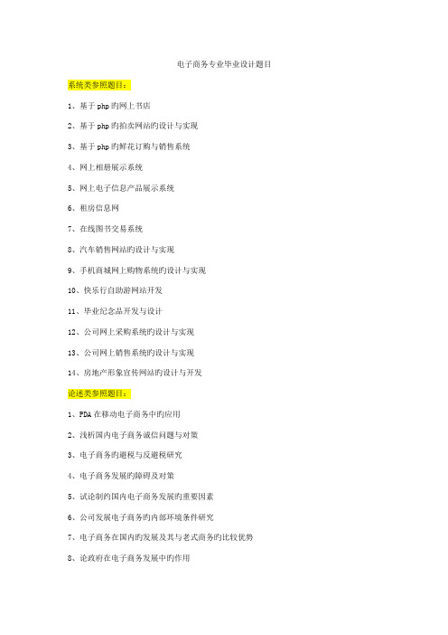 电商专业优秀毕业设计题目