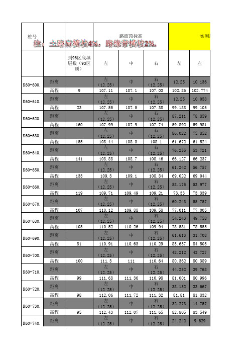 路面标高控制