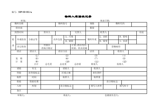 仓库物料记录