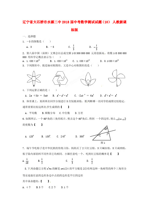 辽宁省大石桥市水源二中2018届中考数学测试试题(10) 