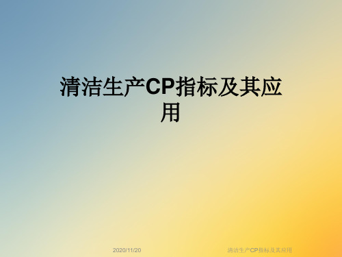 清洁生产CP指标及其应用