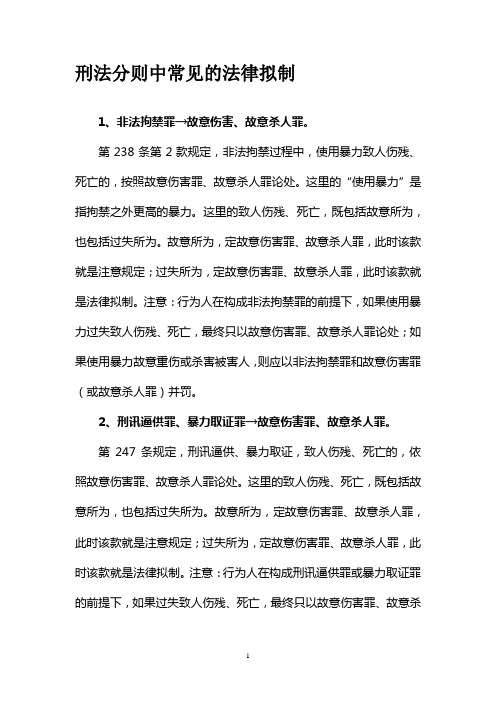 刑法分则中常见的法律拟制