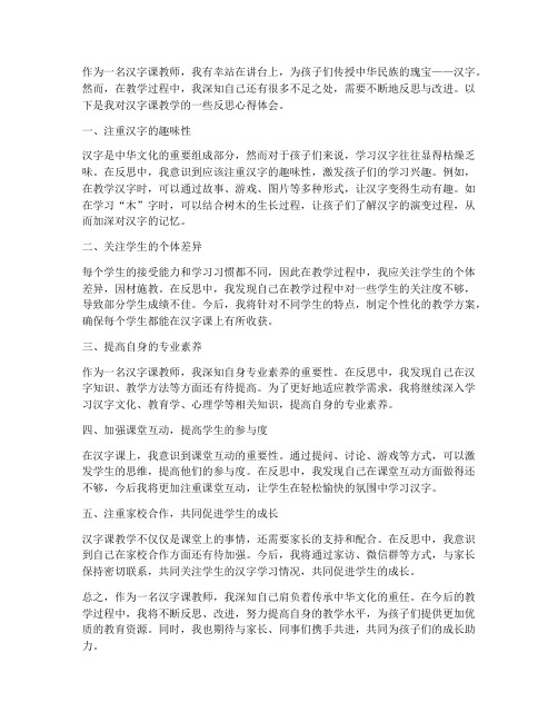 汉字课教师反思心得体会